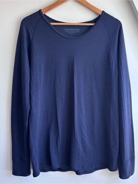 Duckworth Rambouillet Merino Wool Blend Long Sleeve T Shirt Size XL Blue USA men